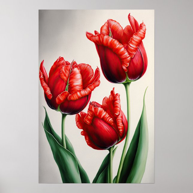Rote Tulips Blume Art Print Poster (Vorne)