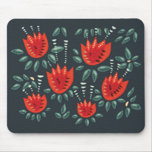 Rote Tulips Dekoratives Abstraktes dunkles Blumenm Mousepad