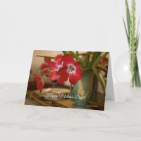 Rote Tulips in der Vintagen Grünen Vase Muttertags