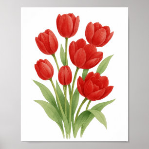 Rote Tulips Malerei Blumenstrauß Kunst Poster