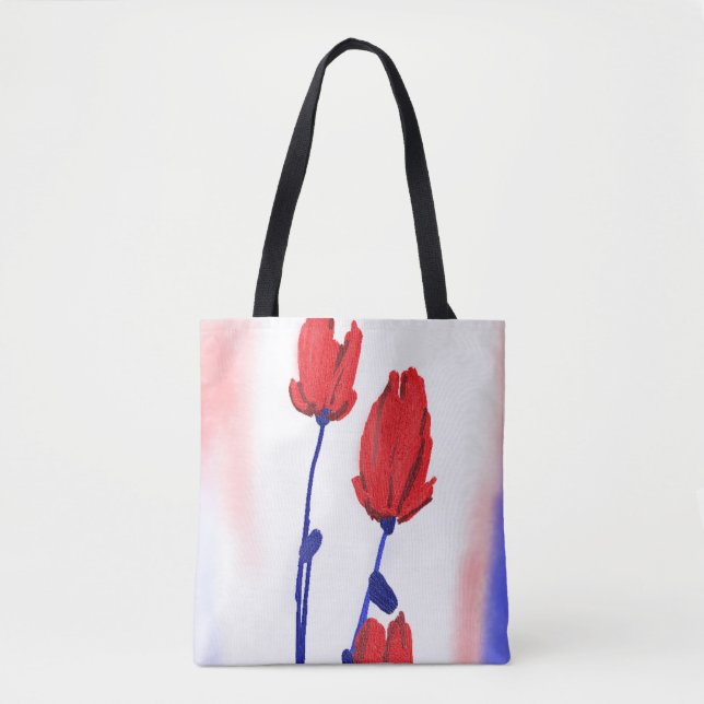 Rote Tulips mit Blau Tasche (Vorderseite)