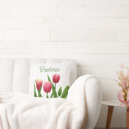 Rote Tulips mit Grün Kissen