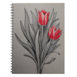 Rote Tulips und Blumenstrauß Notizblock