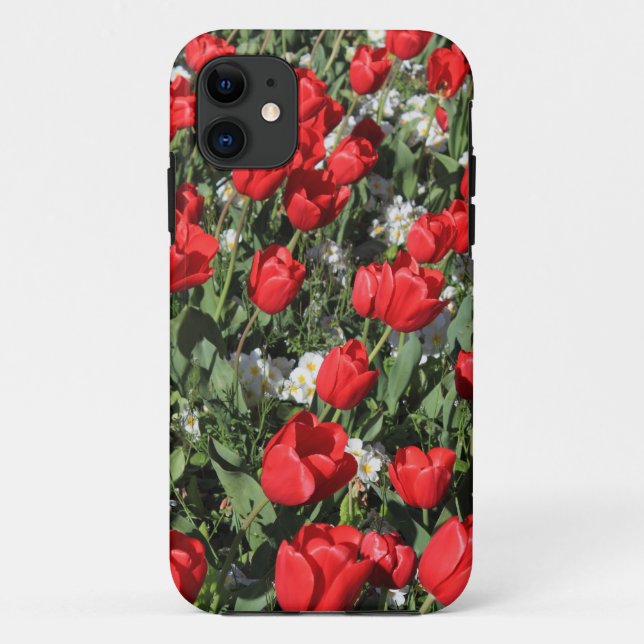 Rote Tulips und weiße Primrosen Case-Mate iPhone Hülle (Rückseite)