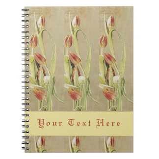 Rote Tulips Vintager Stil Personalisiert Notizblock