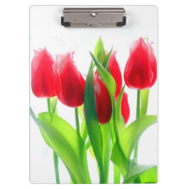 Rote Tulissen auf Weiß Klemmbrett