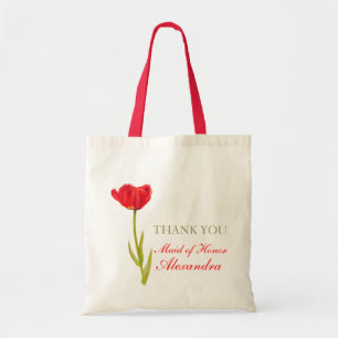 Rote Tulpe-Blumenkunsthochzeits-Trauzeugintasche Tragetasche