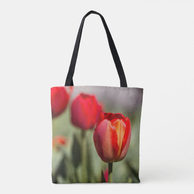 Rote Tulpe-Doppelbeschaffenheit Tasche (Rückseite)