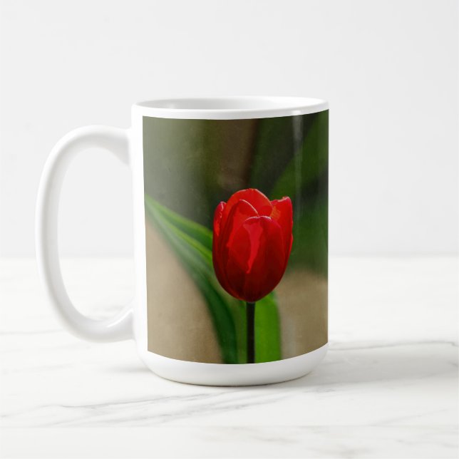 Rote Tulpe-Frühlings-Blume Kaffeetasse (Links)