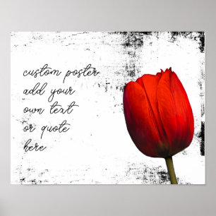 Rote Tulpe fügt Text bedrückt schwarz-weiß Poster
