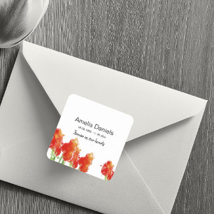 Rote Tulpe in liebevoller Erinnerung Quadratischer Aufkleber