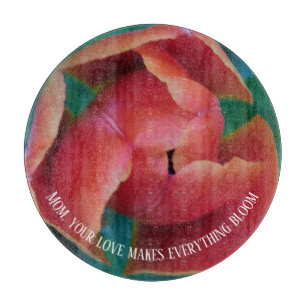 Rote Tulpe Makro Foto Runde Personalisierte Glas K Schneidebrett