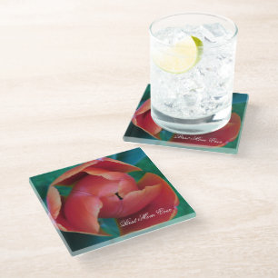 Rote Tulpe Makrofoto Personalisierter Untersetzer