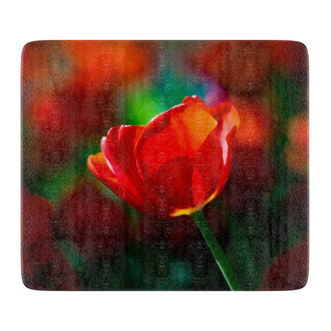Rote Tulpe - Mysterium der Blüte Schneidebrett (Vorderseite)