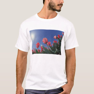 Rote Tulpen aus sehr niedriger Perspektive, Cincin T-Shirt