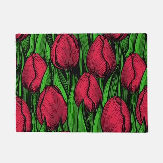 Rote Tulpen Fußmatte (Vorderseite)