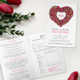 Rote Tulpen Hochzeit ganz in one gefaltet Einladung