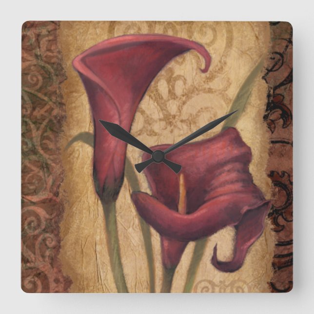 Rote Tulpen I Quadratische Wanduhr (Vorderseite)