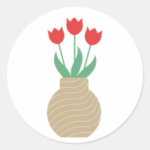 Rote Tulpen in Vase Runder Aufkleber
