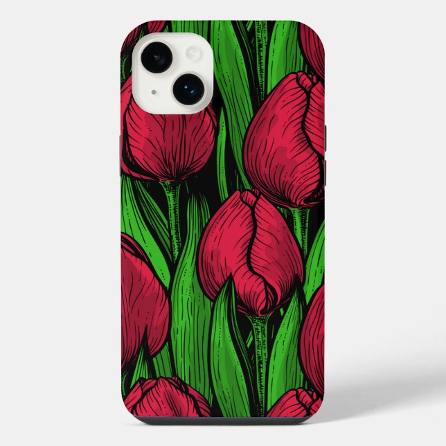 Rote Tulpen iPhone 14 Plus Hülle (Rückseite)