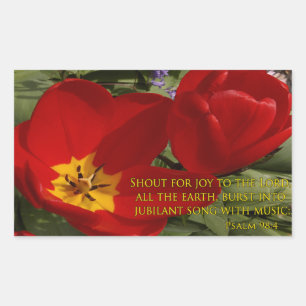 Rote Tulpen - Psalm 98:4 Rechteckiger Aufkleber