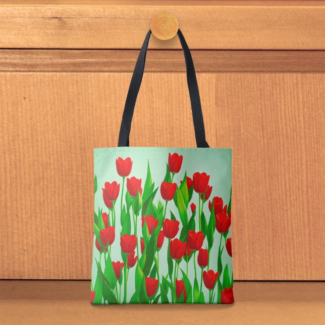 Rote Tulpen-Tasche Tasche (Tote bag with red tulips)