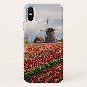 Rote Tulpen und eine Windmühle iPhone X Hülle
