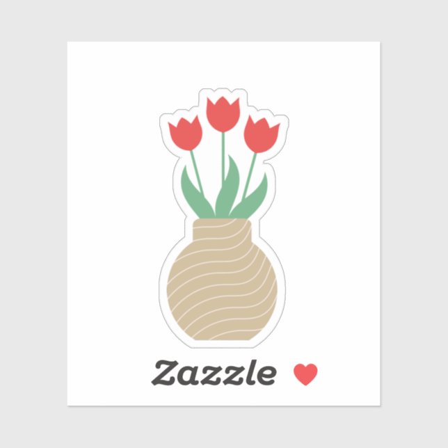 Rote Tulpen Vase Custom Cut Vinyl Stickers Aufkleber (Blatt)