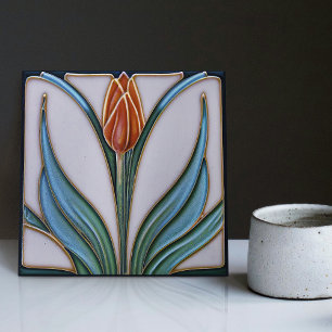 Rote Tulpen-Wanddekoration Art Nouveau Art Deco Fliese