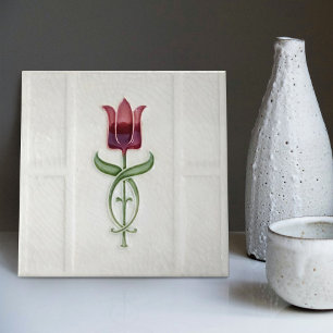 Rote Tulpen-Wanddekoration Art Nouveau Art Deco Gi Fliese