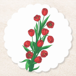 Rote Tulpenblumen Hochzeit Frühling Untersetzer
