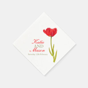 Rote Tulpenkunst zum Hochzeitsfeiern mit dem Namen Serviette
