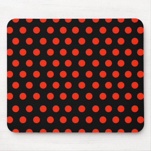 Rote Tupfen mit schwarzem Hintergrund Mousepad (Vorne)