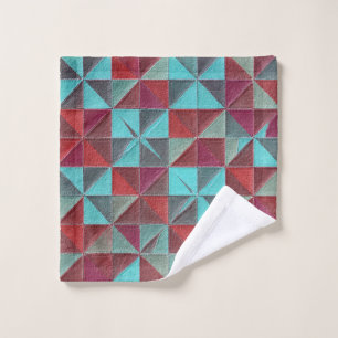 rote, türkisfarbene, violette und graue Steppdecke Badhandtuch Set