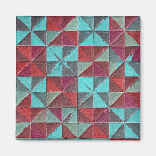 rote, türkisfarbene, violette und graue Steppdecke Magnet