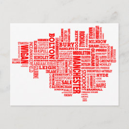 Rote Typkarte von Greater Manchester Postkarte