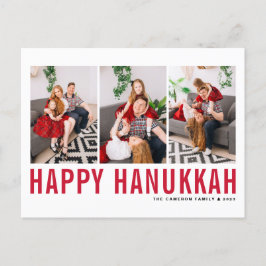 Rote Typografie Foto Collage Happy Hanukkah Feiertagspostkarte