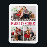Rote Typografie Frohe Weihnachten Drei Foto Magnet<br><div class="desc">Frohe Weihnachten! Bringen Sie eine Touch Feiertagsmagnet auf Ihre Zuhause mit unserem individualisierbaren Foto Christmas Magnet! Dieser Magnet ist perfekt für die Präsentation von gepflegten Erinnerungen geeignet und ermöglicht es Ihnen, dieses Foto mit Ihrem Lieblingsfest zu personalisieren. Ein ideales Geschenk für Familie und Freunde - kreieren Sie unvergessliche Seen für...</div>