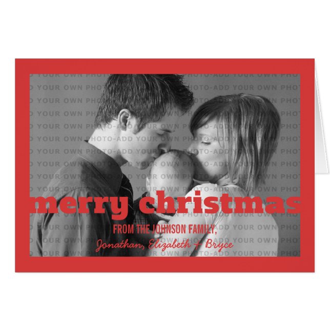 Rote Typografie Frohe Weihnachtsgrüßkarte (Vorderseite (Horizontal))