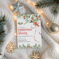 Rote Typografie Stechpalmen-Beeren Weihnachtsessen