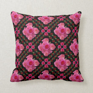 ROTE U. ROSA ROSEN-SCHWARZE MUSTER KISSEN