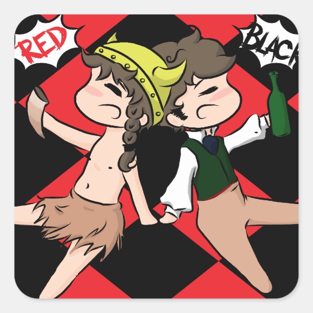 Rote u. schwarze Aufkleber (Vorderseite)