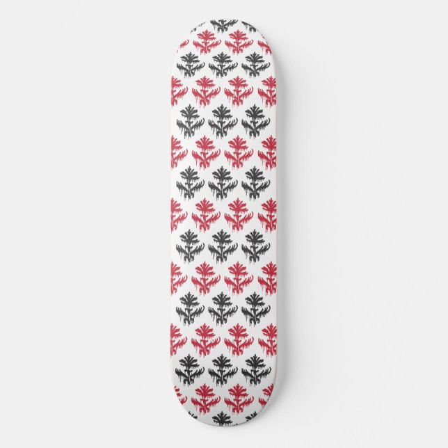 Rote u. schwarze Damasque Graffiti Skateboard (Vorderseite)