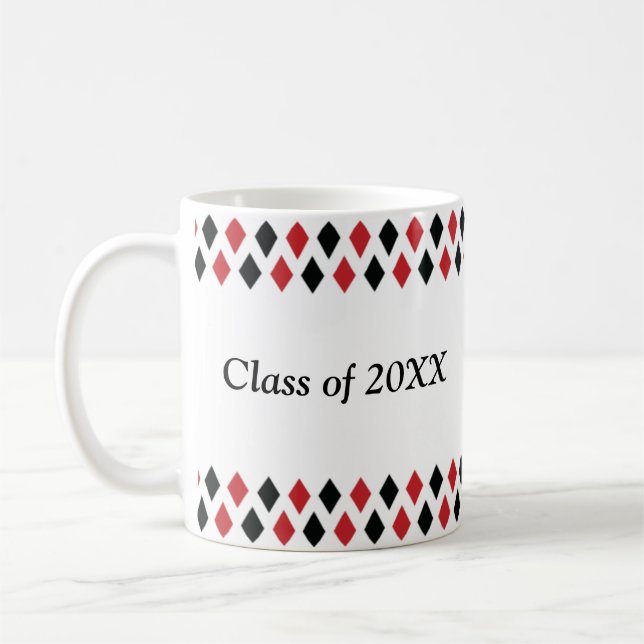 Rote u. schwarze Rauten-personalisierte Klasse der Kaffeetasse (Links)
