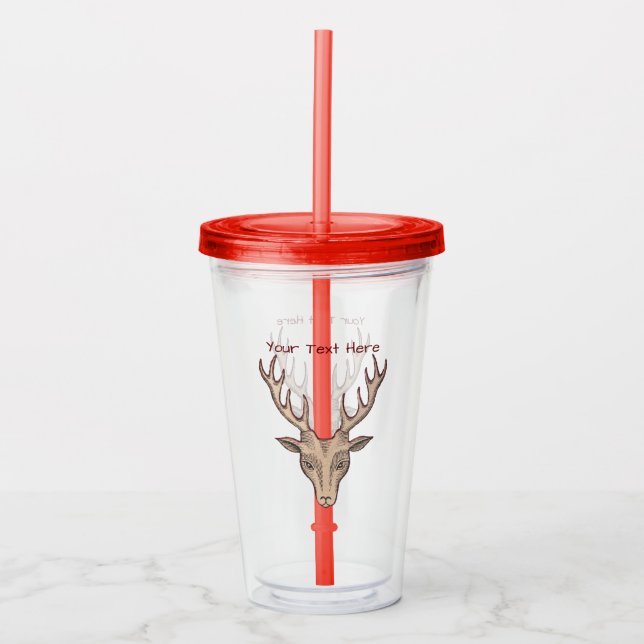 Rote überkleidete braune Hirschköpfe große Antler Acryltrinkbecher (Vorderseite)
