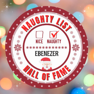 Rote Unartige oder Brave Ruhmeshalle Weihnachtsauf Runder Aufkleber