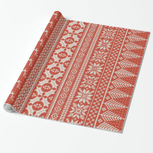 rote und angemessene Insel-Stricksahnestrickjacke Geschenkpapier