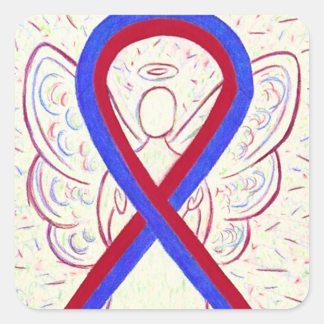 Rote und blaue Aufklärungsstreifen für den Angel-S Quadratischer Aufkleber (Vorderseite)