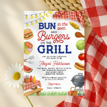 Rote und blaue blaue BBQ Baby Shower Einladung