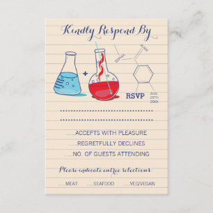 Rote und blaue Chemie-Hochzeits-Wartekarten RSVP Karte